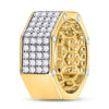 14kt Yellow Gold Mens Round Diamond Octagon Nut Band Ring 2-3/4 Cttw