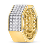 14kt Yellow Gold Mens Round Diamond Octagon Nut Band Ring 2-3/4 Cttw