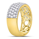 14kt Yellow Gold Womens Round Diamond Pave Fashion Band Ring 2 Cttw