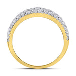 14kt Yellow Gold Womens Round Diamond Pave Fashion Band Ring 2 Cttw