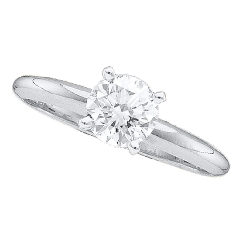 14kt White Gold Womens Round Diamond Solitaire Bridal Wedding Engagement Ring 1/5 Cttw