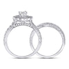 14kt White Gold Marquise Diamond Bridal Wedding Ring Band Set 2 Cttw