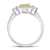 14kt White Gold Womens Round Yellow Diamond Square Frame Cluster Ring 5/8 Cttw