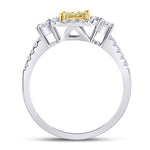 14kt White Gold Womens Round Yellow Diamond Square Frame Cluster Ring 5/8 Cttw