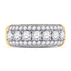 14kt Yellow Gold Womens Round Diamond Triple Row Band Ring 2 Cttw