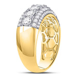 14kt Yellow Gold Womens Round Diamond Triple Row Band Ring 2 Cttw