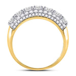 14kt Yellow Gold Womens Round Diamond Triple Row Band Ring 2 Cttw