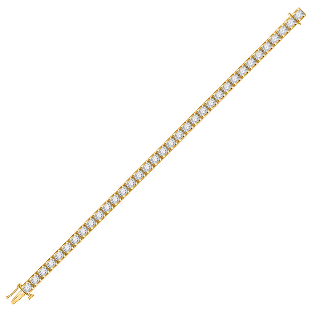 14kt Yellow Gold Womens Round Diamond Timeless Tennis Bracelet 5 Cttw