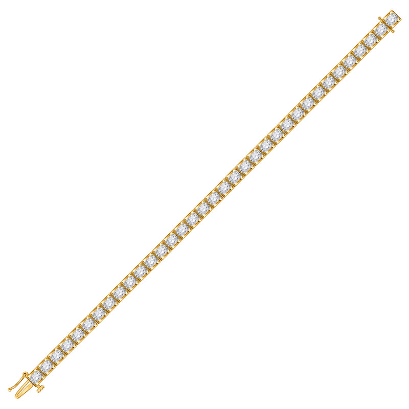 14kt Yellow Gold Womens Round Diamond Timeless Tennis Bracelet 5 Cttw