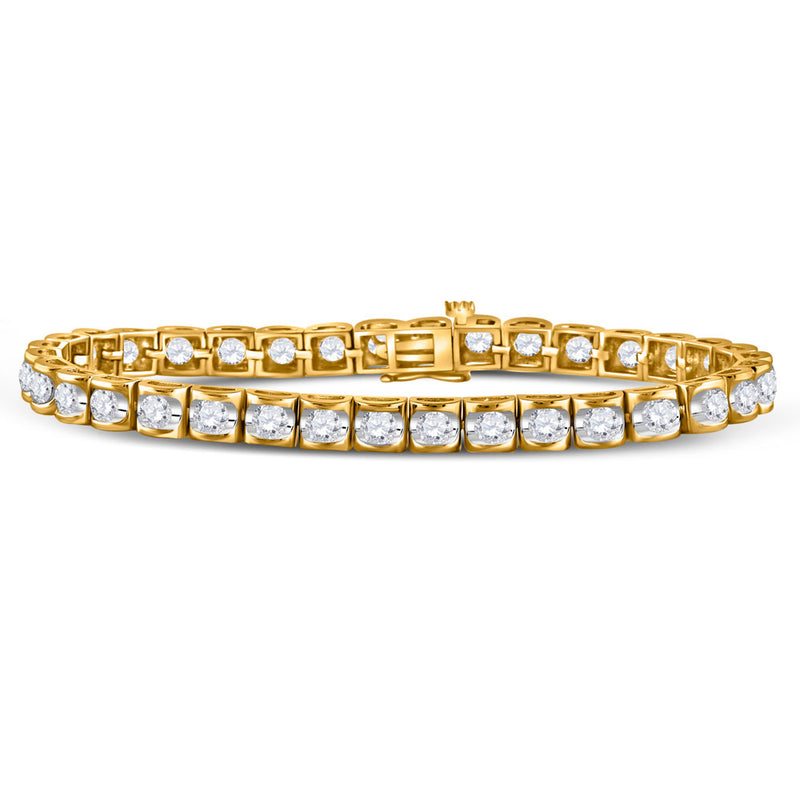 14kt Yellow Gold Womens Round Diamond Timeless Tennis Bracelet 5 Cttw