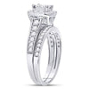 14kt White Gold Princess Diamond Bridal Wedding Ring Band Set 1 Cttw