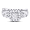 14kt White Gold Princess Diamond Bridal Wedding Ring Band Set 1 Cttw