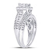 14kt White Gold Princess Diamond Bridal Wedding Ring Band Set 1 Cttw