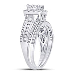 14kt White Gold Princess Diamond Bridal Wedding Ring Band Set 1 Cttw