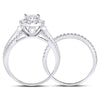 14kt White Gold Princess Diamond Bridal Wedding Ring Band Set 1 Cttw