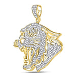 10kt Yellow Gold Mens Round Diamond Panther Head Charm Pendant 5/8 Cttw