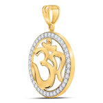 10kt Yellow Gold Mens Round Diamond Om Circle Hindu Atman Charm Pendant 1 Cttw