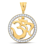 10kt Yellow Gold Mens Round Diamond Om Circle Hindu Atman Charm Pendant 1 Cttw