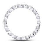 10kt White Gold Womens Round Diamond Heart Eternity Band Ring 3/8 Cttw