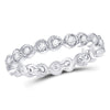 10kt White Gold Womens Round Diamond Heart Eternity Band Ring 3/8 Cttw