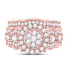 14kt Rose Gold Round Diamond Bridal Wedding Ring Band Set 2 Cttw