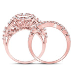 14kt Rose Gold Round Diamond Bridal Wedding Ring Band Set 2 Cttw