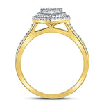 10kt Yellow Gold Diamond Heart Bridal Wedding Ring Band Set 1/3 Cttw