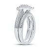 10kt White Gold Round Diamond Teardrop Bridal Wedding Ring Band Set 1/3 Cttw