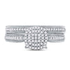 10kt White Gold Round Diamond Milgrain Bridal Wedding Ring Set 1/3 Cttw