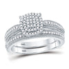 10kt White Gold Round Diamond Milgrain Bridal Wedding Ring Set 1/3 Cttw