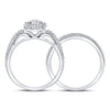 10kt White Gold Round Diamond Oval Bridal Wedding Ring Band Set 1/3 Cttw