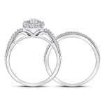 10kt White Gold Round Diamond Oval Bridal Wedding Ring Band Set 1/3 Cttw