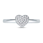 10kt White Gold Womens Round Diamond Heart Cluster Ring 1/10 Cttw