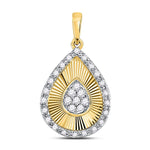 10kt Yellow Gold Womens Round Diamond Teardrop Pendant 1/6 Cttw