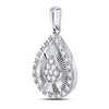 10kt White Gold Womens Round Diamond Teardrop Pendant 1/6 Cttw