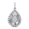 10kt White Gold Womens Round Diamond Teardrop Pendant 1/6 Cttw