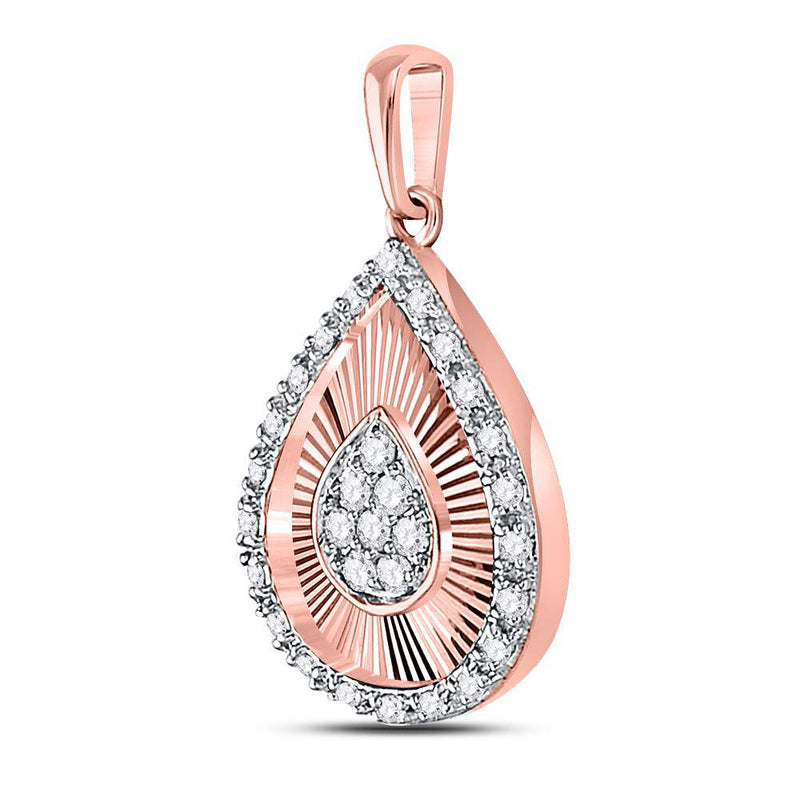 10kt Rose Gold Womens Round Diamond Teardrop Pendant 1/6 Cttw