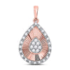 10kt Rose Gold Womens Round Diamond Teardrop Pendant 1/6 Cttw