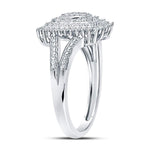 10kt White Gold Womens Round Diamond Rectangle Cluster Split-shank Ring 1/4 Cttw