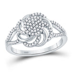 10kt White Gold Womens Round Diamond Flower Petals Cluster Ring 1/4 Cttw