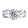 10kt White Gold Womens Round Diamond Woven Strand Cluster Ring 1/3 Cttw