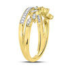 10kt Yellow Gold Womens Round Diamond Floral Leaf Fashion Band Ring 1/6 Cttw