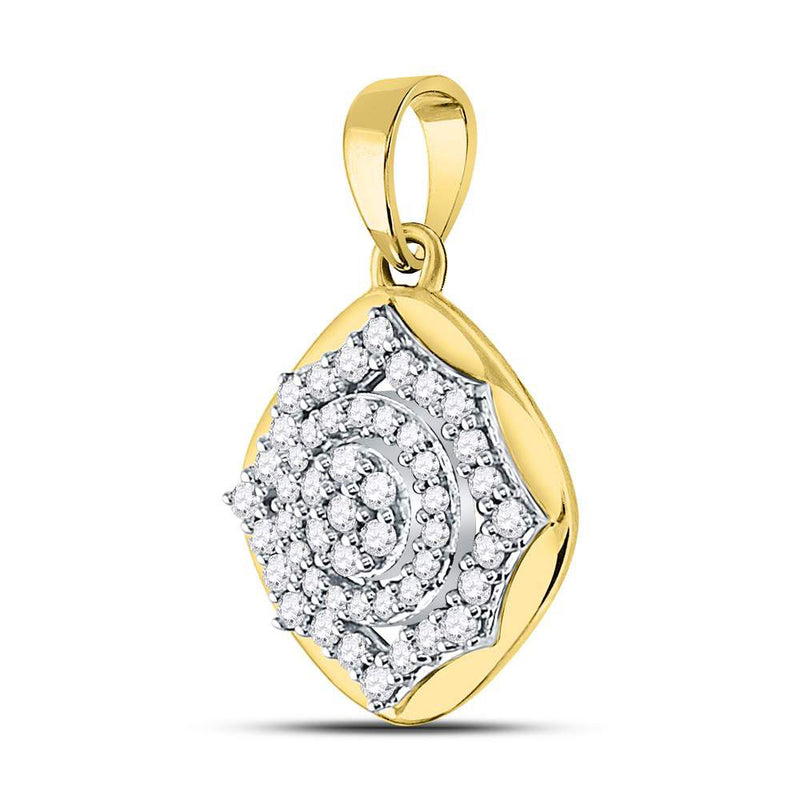 10kt Yellow Gold Womens Round Diamond Cluster Pendant 1/5 Cttw