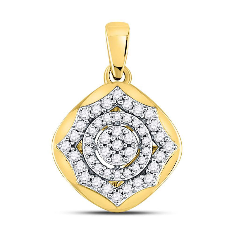 10kt Yellow Gold Womens Round Diamond Cluster Pendant 1/5 Cttw