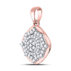 10kt Rose Gold Womens Round Diamond Cluster Pendant 1/5 Cttw