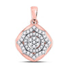 10kt Rose Gold Womens Round Diamond Cluster Pendant 1/5 Cttw