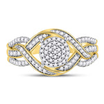 10kt Yellow Gold Womens Round Diamond Circle Cluster Twist Ring 1/4 Cttw