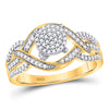 10kt Yellow Gold Womens Round Diamond Circle Cluster Twist Ring 1/4 Cttw