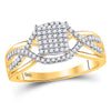 10kt Yellow Gold Womens Round Diamond Rectangle Twist Cluster Ring 1/4 Cttw