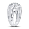 10kt White Gold Mens Round Diamond Circle Cluster Ring 1/5 Cttw